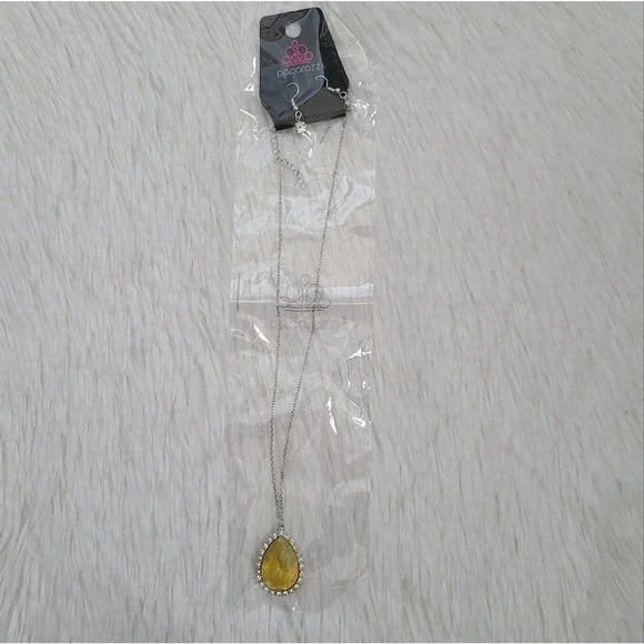 💙 Paparazzi Yellow Stone Necklace And Earrings Jewelry Set NWT (3 For $15] - Picture 4 of 6